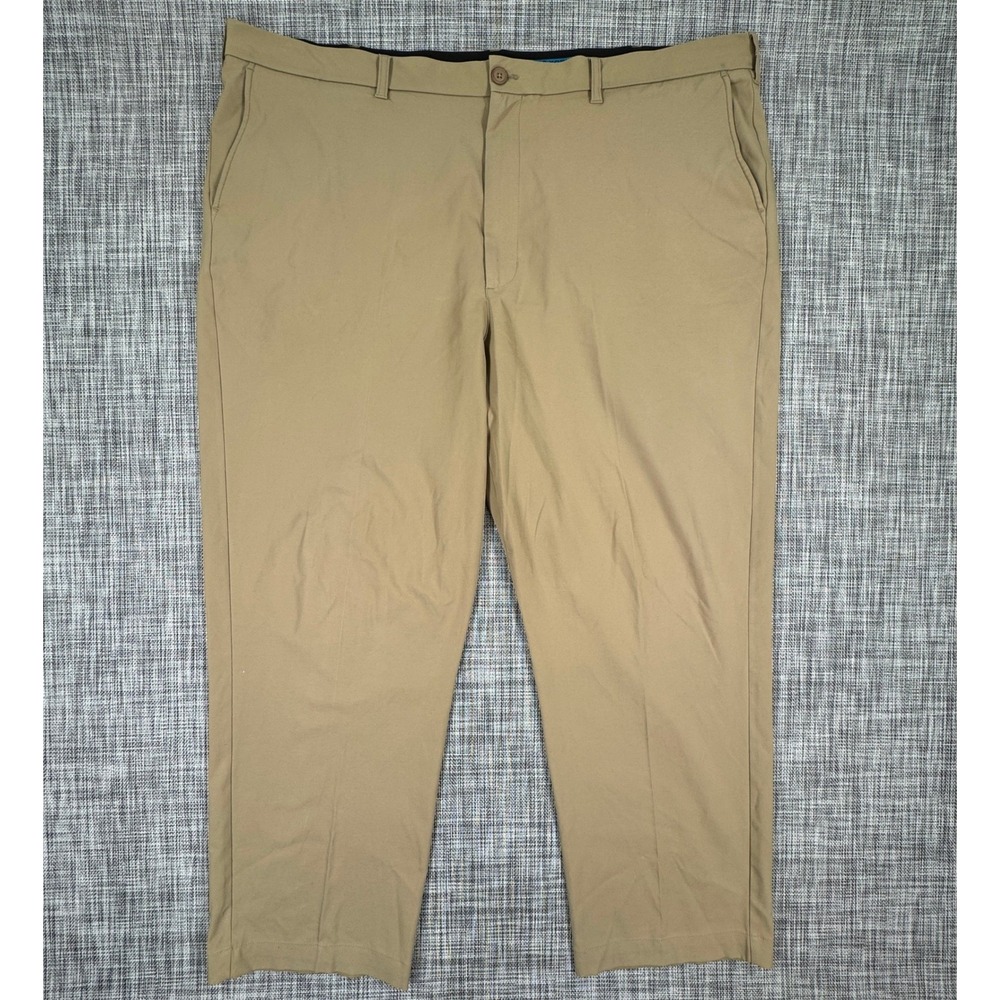 Roundtree & Yorke Men's Performance Chino Pants 48x32 Khaki Stretch Big Tall